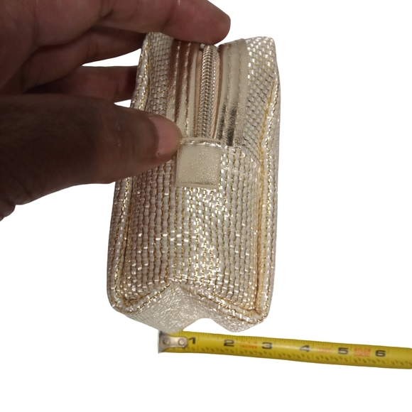 Michael Kors Gold Textured Cosmetic Makeup Bag with Dust Cover - Picture 6 of 7
